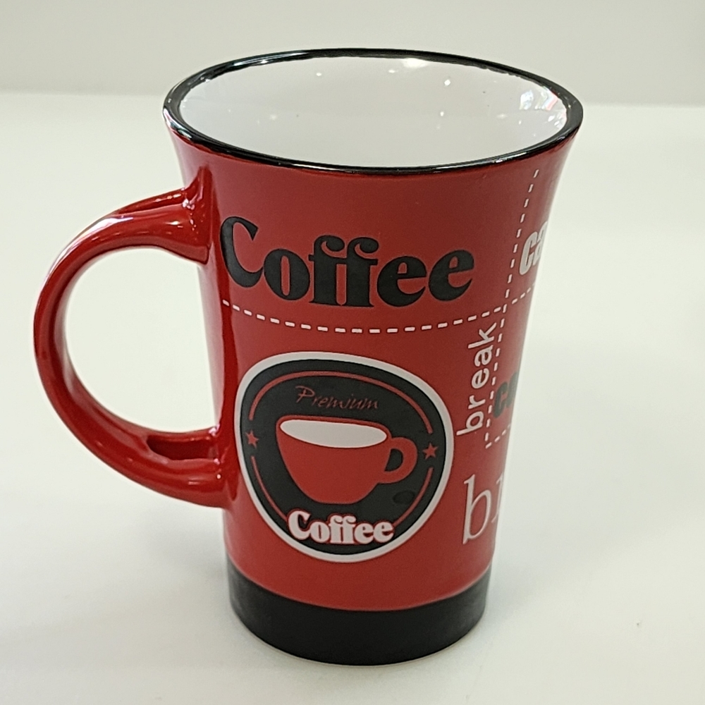 Red And White Ceramic‎ Cappuccino Cup Tea Coffee Mug 10 oz - Picture 8 of 15